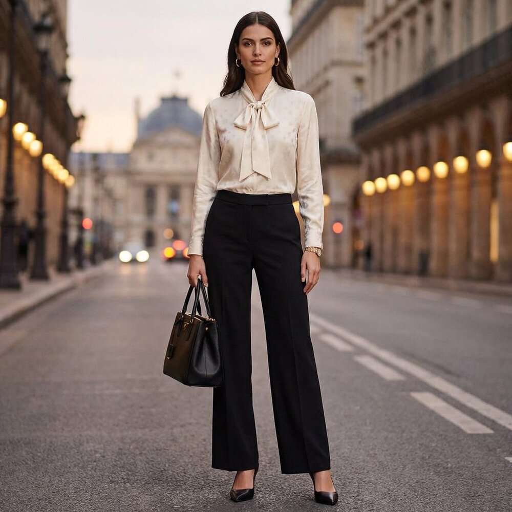 ARMANI COLLEZIONI BOOT CUT BLACK WOOL DRESS TROUSERS SIZE 6